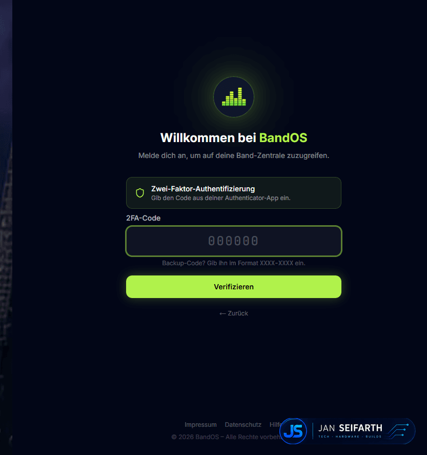 Einladungsannahme mit E-Mail-Verifizierung und sechsstelligem Code-Eingabefeld